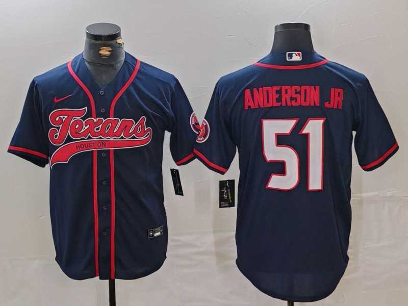 Men's Houston Texans #51 Will Anderson Jr Navy With Patch Cool Base Stitched Baseball Jersey,We sell and wholesale Men's Houston Texans #51 Will Anderson Jr Navy With Patch Cool Base Stitched Baseball Jersey on line form chian!